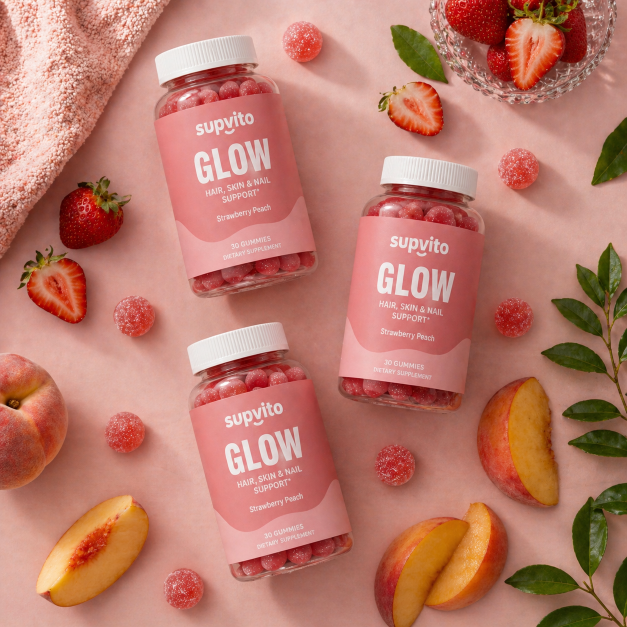 Strawberry Peach Glow & Rejuvenation For Hair, Skin & Nails