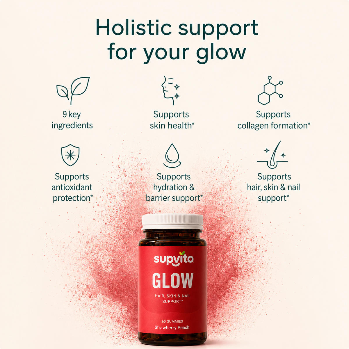 Strawberry Peach Glow & Rejuvenation For Hair, Skin & Nails