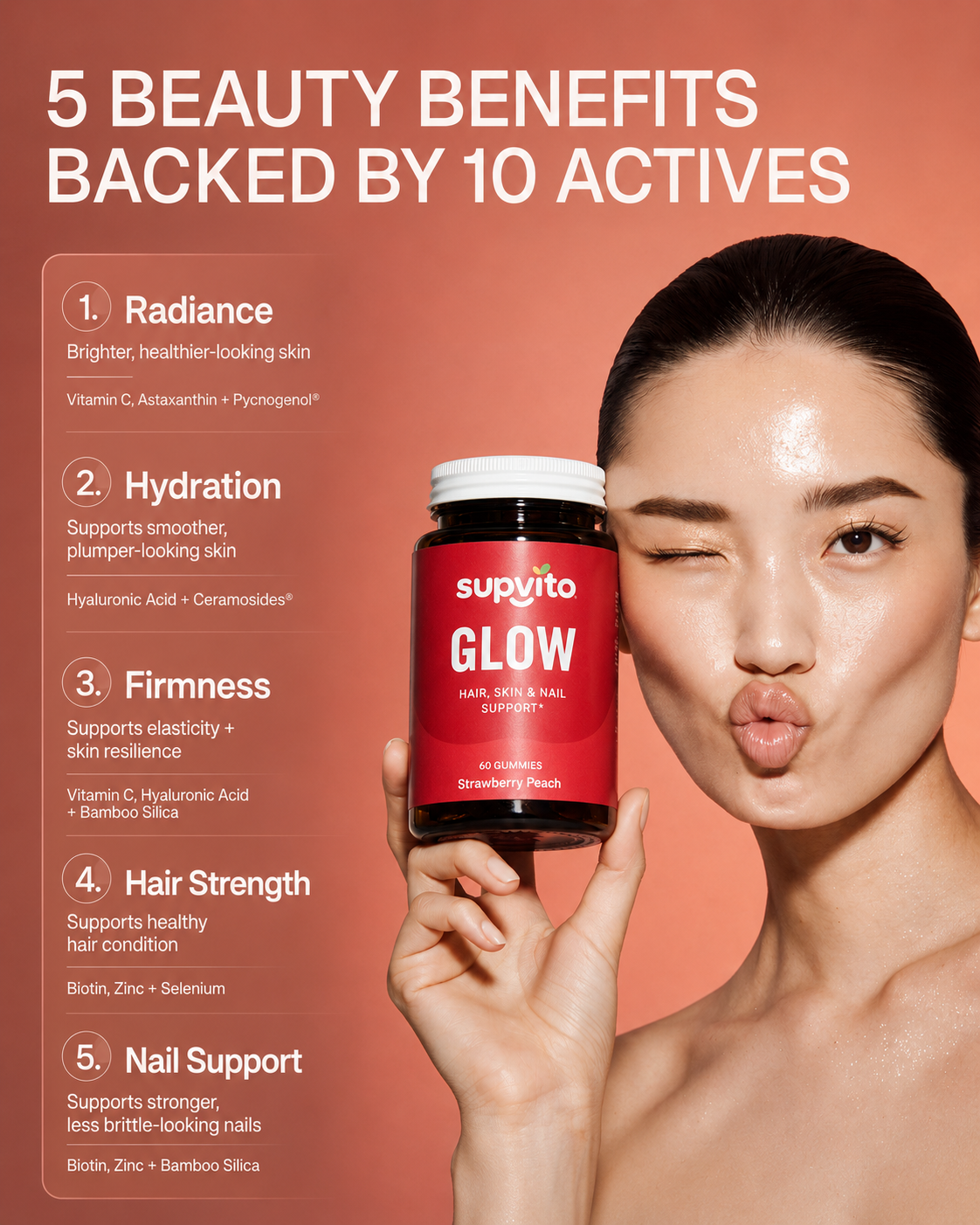 Strawberry Peach Glow & Rejuvenation For Hair, Skin & Nails